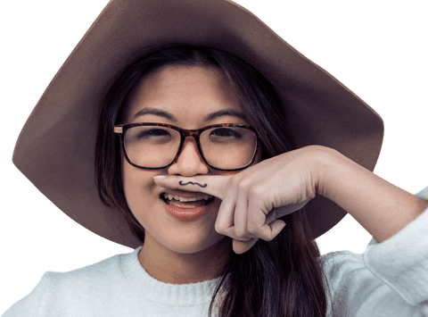 asian woman with finger mustache against transparent background - Download Free Stock Videos Pikwizard.com