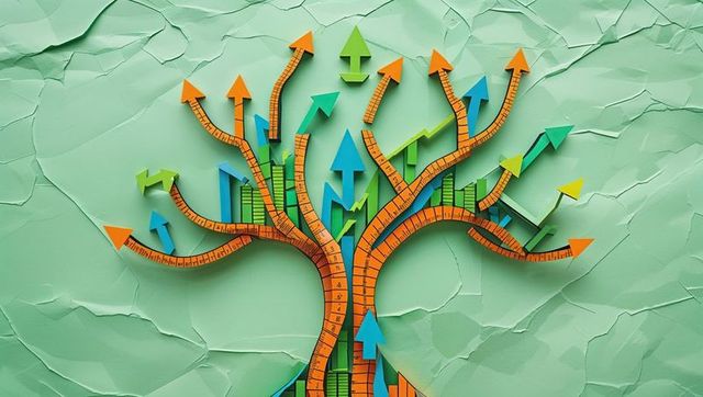 Creative Data Growth Visualization with Arrows and Tree Design