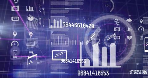 Digital Interface with Data Processing and Graphic Elements - Download Free Stock Images Pikwizard.com