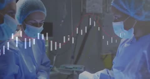 Surgeons Collaborating in Hospital with Data Overlay