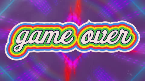 Colorful Game Over Animation on Vibrant Background