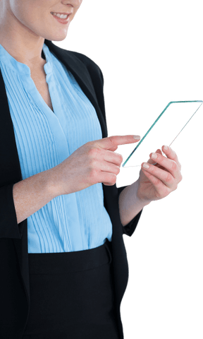 Businesswoman Interacting with Transparent Glass Smartphone - Download Free Stock Videos Pikwizard.com