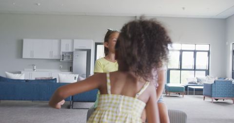 Diverse Girls Socializing in School Common Room