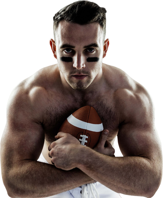 Shirtless Muscular American Football Player Hugging Ball Transparent Background - Download Free Stock Videos Pikwizard.com