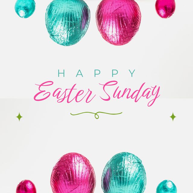 Happy Easter Sunday Message Chocolate Eggs Background - Download Free Stock Templates Pikwizard.com