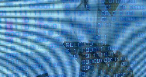 Binary Code Overlay on Scientist Using Digital Tablet in Laboratory - Download Free Stock Images Pikwizard.com