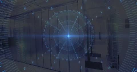 Futuristic Holographic Data Interface Dissecting Server Room Operations