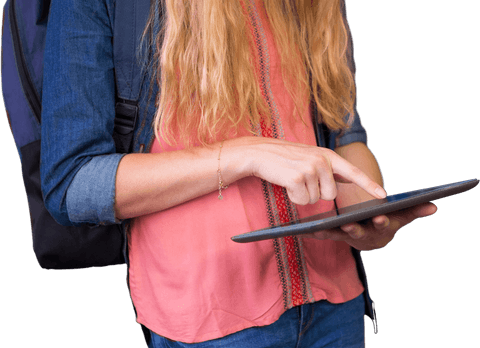 Student Engaging with Tablet Using Transparent Interface