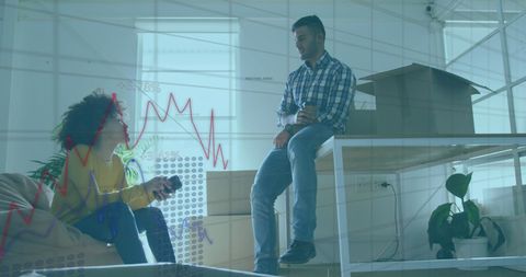 Couple discussing home finances amid relocation