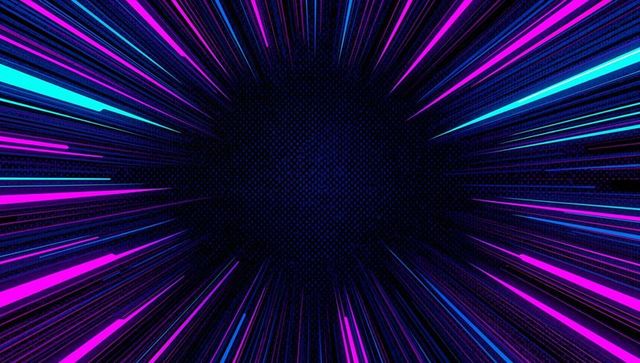 Pulsing Neon Radial Burst with Magenta Cyan Purple Streaks for Futuristic Design