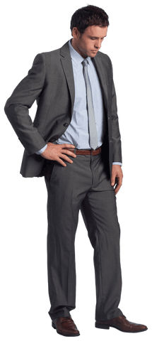 Transparent Elegant Businessman Standing with Hand on Hip