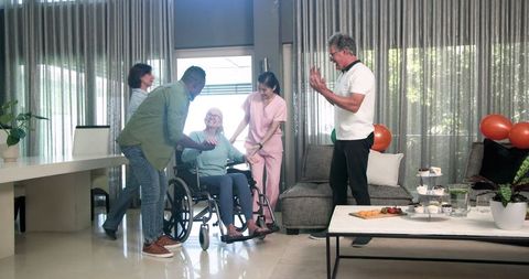 Patients welcoming new physiotherapy member in care facility