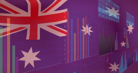 Australian Flag Overlay on Financial Data Charts