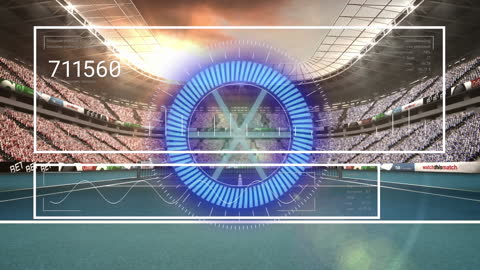 Digital Interface Animation on Sports Stadium Background