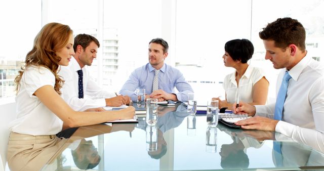 Business Team in Meeting Analyzing Reports in Modern Office - Download Free Stock Images Pikwizard.com