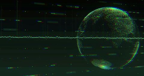 Digital global network and data processing visualization