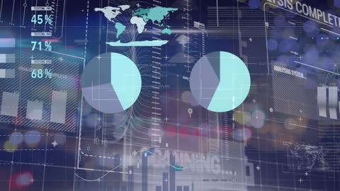 Digital Data Analytics Interface with Traffic Cityscape Background