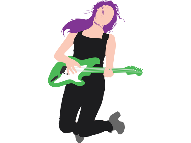 Female Guitarist Playing Electric Guitar Transparent Illustration - Download Free Stock Videos Pikwizard.com