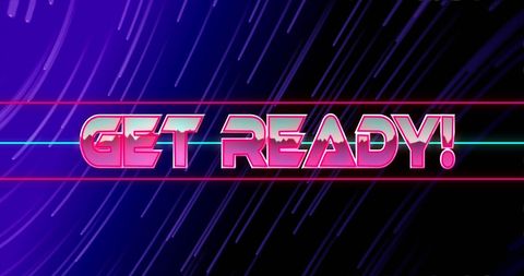 Retro style get ready text with neon lines