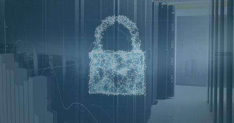 Network Security and Data Center Visualization with Digital Lock - Download Free Stock Images Pikwizard.com