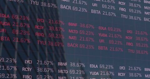 Digital stock ticker streaming market data in trading center