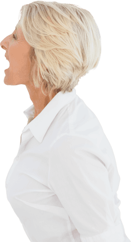 Energetic Businesswoman Shouting on Transparent Background