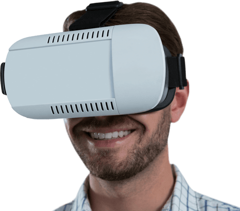 Man Experiencing Virtual Reality with Transparent VR Headset - Download Free Stock Videos Pikwizard.com
