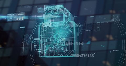 Cybersecurity Concept with Digital Padlock and Financial Data - Download Free Stock Images Pikwizard.com