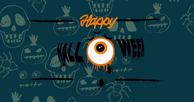 Happy Halloween Greeting Background with Spooky Skulls - Download Free Stock Images Pikwizard.com