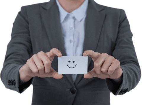 Transparent Card with Smiley Held by Businesswoman in Suit - Download Free Stock Videos Pikwizard.com