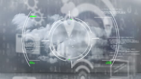 Futuristic Data Visualization Overlay with Virtual Targeting Interface