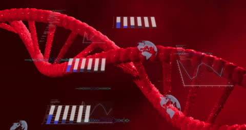 DNA Strand with Digital Scientific Data Overlay