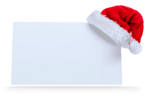 Transparent Santa Hat on Blank Card with Copy Space