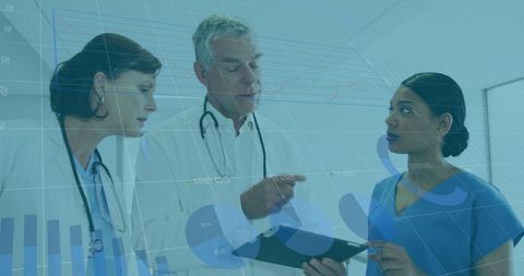 Team of Doctors Collaborating With Digital Data Overlay - Download Free Stock Images Pikwizard.com