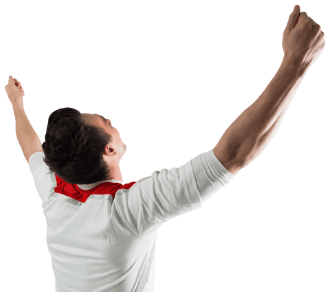 Transparent Background Excited Football Fan Cheering in Team Jersey