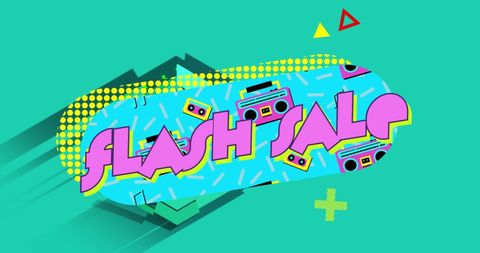 Vibrant retro flash sale banner with bold colors