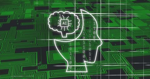 Digital Human AI Overlay with Binary Code Background - Download Free Stock Images Pikwizard.com