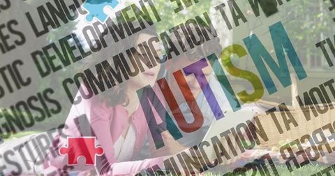 Couple in Park with Autism Awareness Overlay