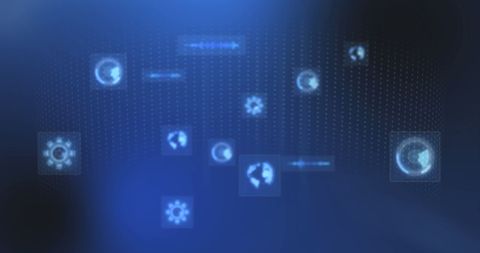 Digital Interface with Global Connection Symbols on Holographic Screen - Download Free Stock Images Pikwizard.com