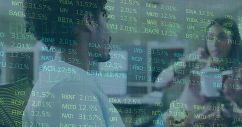 Colleagues Analyzing Stock Market Data With Overlapping Projections - Download Free Stock Images Pikwizard.com