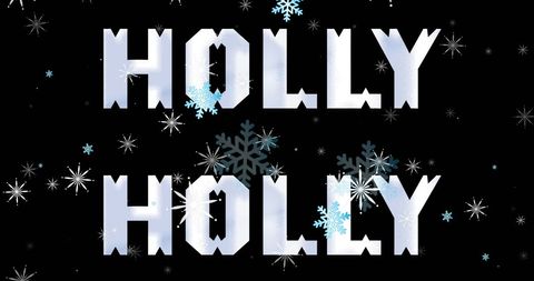 Festive HOLLY Text with Snowflakes on Black Winter Background - Download Free Stock Images Pikwizard.com