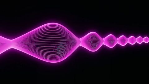 Flowing Neon Magenta Waveform with Glowing Bulb Nodes and Parallel Strands