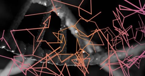 Abstract digital mesh with vibrant neon tessellation