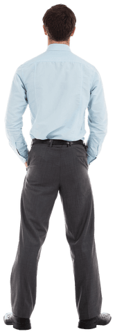 Transparent Businessman Standing with Hands in Pockets