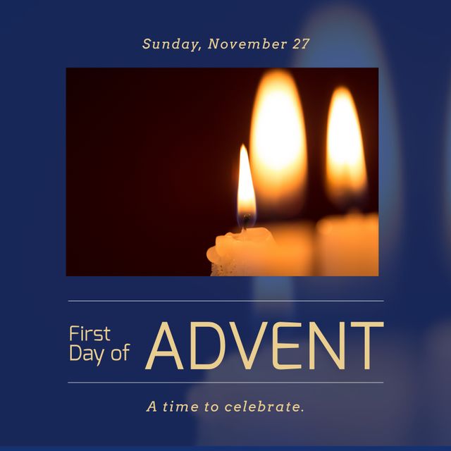 Composition of first day of advent text with candles on blurred background - Download Free Stock Videos Pikwizard.com