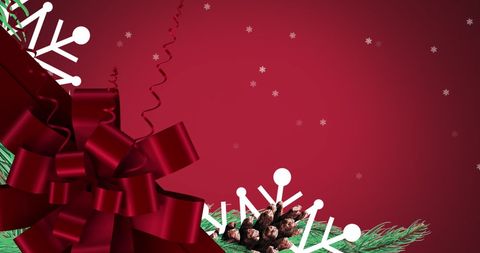 Festive Christmas Ribbon with Snowflakes and Pinecones - Download Free Stock Images Pikwizard.com