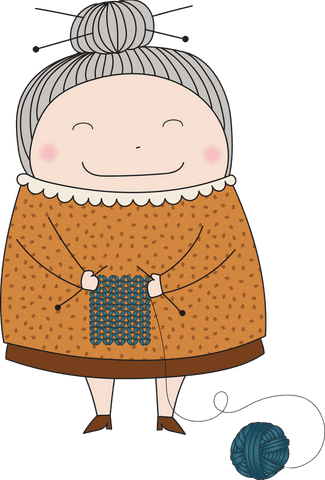 cute illustration of smiling grandmother knitting on transparent background - Download Free Stock Videos Pikwizard.com