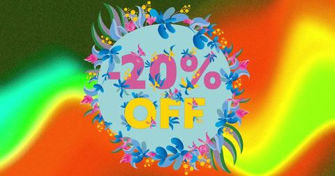 Colorful floral 20 percent off design for sales promotion