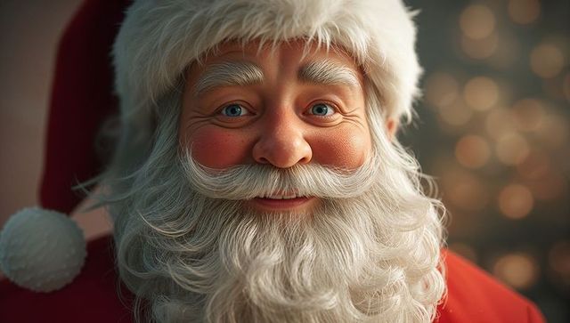 Jolly Santa Claus Among Christmas Lights Embracing Holiday Joy