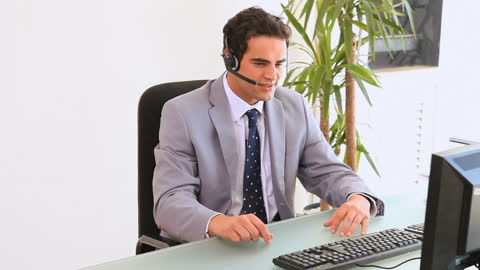 Professional Call Center Agent in Modern Office